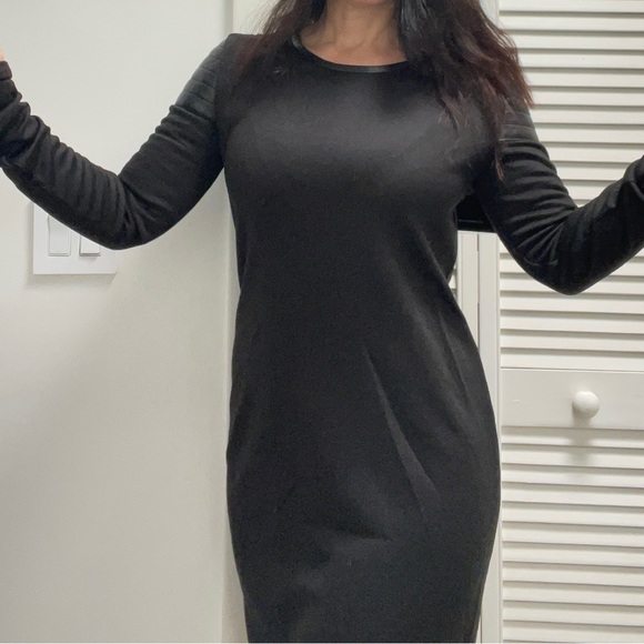 BLKDNM long sleeve dress with leather details - Picture 2 of 14